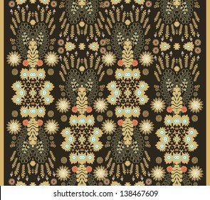 Seamless laced decorative pattern on dark background