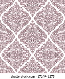 Seamless laced  floral pattern with flowers and  leaves on white background