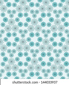 Seamless laconic floral pattern in blue tints
