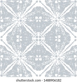 Seamless lacy pattern. Floral ornament. Stylized flowers in ethnic style. Abstract decorative background.