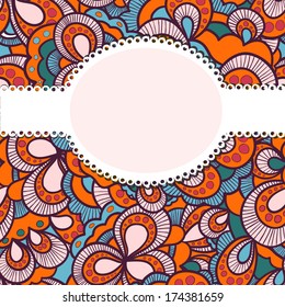 seamless lacy pattern of leaves and flowers with frame for photos or text