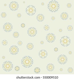 Seamless lacy pattern on yellow background