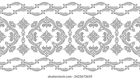 Seamless lacy vector floral border design