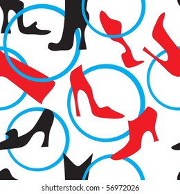 Seamless ladies shoes vector pattern