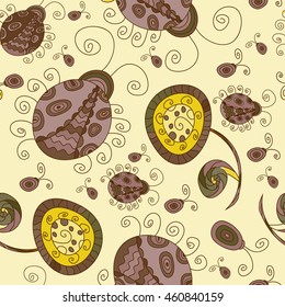 Seamless ladybug background. Use for wallpaper, pattern fills, fabrics, ornamental template for design and decoration.
