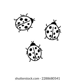 Seamless ladybug outline illustration. Hand drawn vector illustration. Abstract shapes and doodles. Modern graphic design.