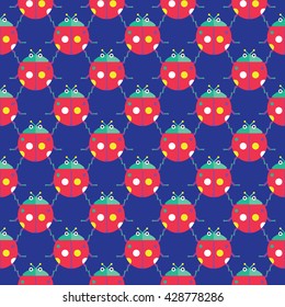 Seamless Ladybug Pattern Colorful, Insect Vector