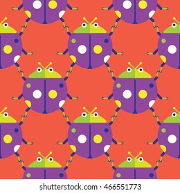 Seamless Ladybug Pattern Colorful, Insect Vector