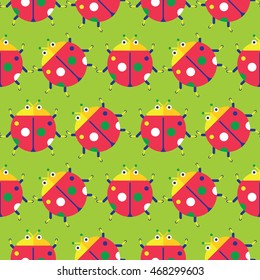 Seamless Ladybug Pattern Colorful, Insect Vector