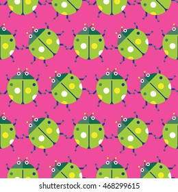 Seamless Ladybug Pattern Colorful, Insect Vector
