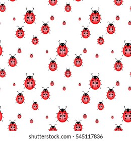 Seamless ladybug pattern. Illustration of a designer on a white background