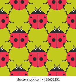 Seamless Ladybug Pattern, Insect Vector