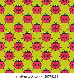 Seamless Ladybug Pattern, Insect Vector