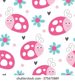 seamless ladybug pattern vector illustration