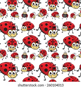Seamless ladybugs in differnt positions