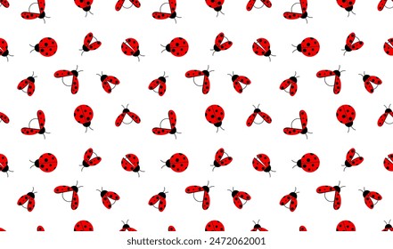 Seamless ladybugs pattern. Kids pattern design