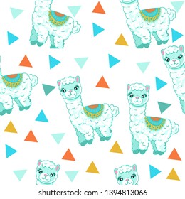 Seamless lama animal pattern vector