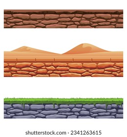 Seamless Landscape Elements Set in 2d Game Style