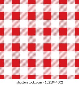 Seamless large red check pattern. Vintage restaurant check tablecloth style.