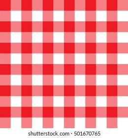 Seamless large red gingham pattern. Vintage restaurant gingham check tablecloth style.