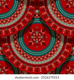 Padrão circular de bordado letão sem costura, modelo vetorial para seu design