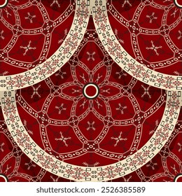 Seamless Latvian embroidery circular pattern, vector template for your design