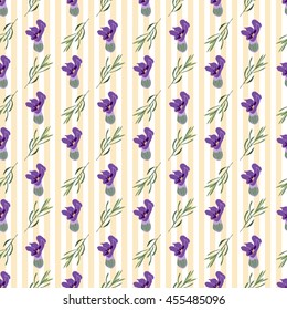 Seamless Lavender flowers background. Botanical illustrations are drawn by hand