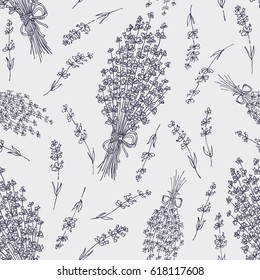 Seamless with lavender. hand drawn.