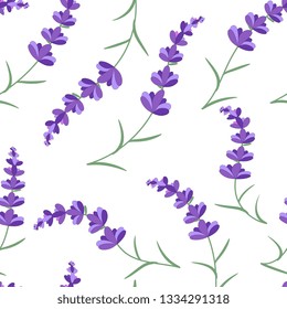 Seamless lavender pattern. Purple flower blossom background. Vector eps10.
