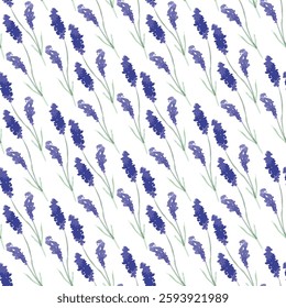 Seamless lavender pattern, watercolor floral print, Provence style