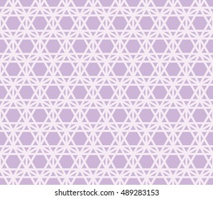 Seamless lavender purple arabic hexagonal construction outline pattern vector