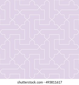 Seamless lavender purple classical arabic diagonal cross and star pattern vector