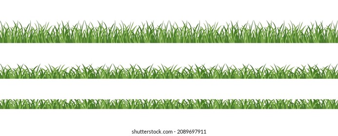 Seamless lawn grass. Elements for spring design, frames, decoration. Vector illustration.