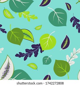 Seamless Leaf Abstract Jungle Vector Background