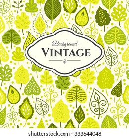 Seamless leaf background. Funny doodling. Cartoon elements for decoration and create your design. Fabulous pattern on white. Green pattern.