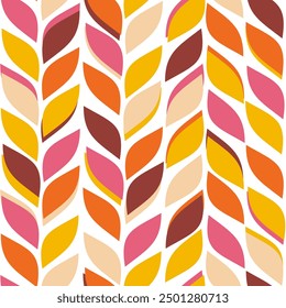 Seamless leaf background, vector illustration of simple pretty leaves in bright autumn colors. minimalistic elegant pattern for background, fabric, substrate.