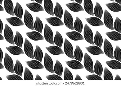 Seamless leaf black pattern design