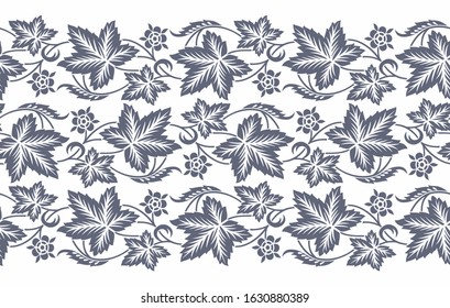 Seamless leaf border design with flower