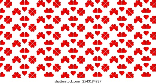 seamless leaf clover background red and green. doodle leave background pattern  vector. leaves pattern wallpaper.