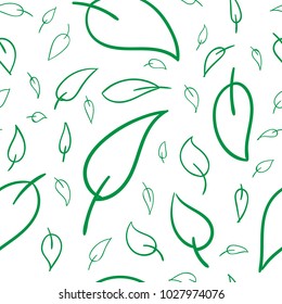Seamless Leaf curve background. Drawing doodle style vector.