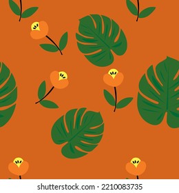 Seamless Leaf Flower Textile Plant