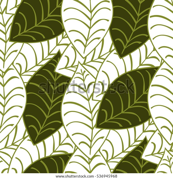 Seamless Leaf Pattern Background Vector Illustration Stock Vector