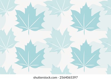 Seamless leaf pattern, clear water tone.