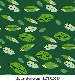 Seamless leaf pattern. Floral stylish background. Vector background.