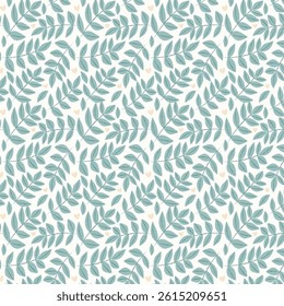 Seamless leaf pattern with hand-drawn green foliage and subtle heart accents. Perfect for fabric, wallpaper, wrapping paper, and eco-friendly designs.
