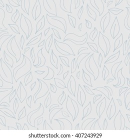 Seamless leaf pattern with leaves silhouette on gray colors
