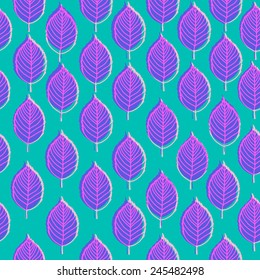 Seamless leaf pattern. Neon colored.