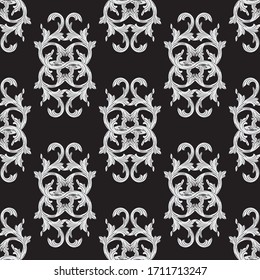 Seamless leaf pattern pattern on black background. Vector image eps 10