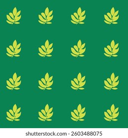 Seamless Leaf Pattern on Green Background for Fabric Wallpaper and Eco-Friendly Designs