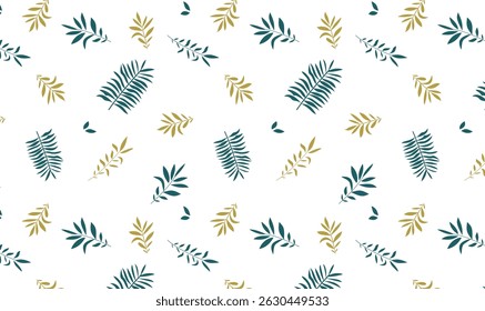Seamless Leaf Pattern on White Background – Minimal Botanical Foliage Design.